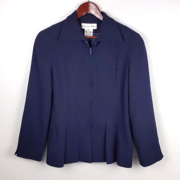 Christian Dior Navy Blue Wool Coat size 8 - Picture 3 of 5